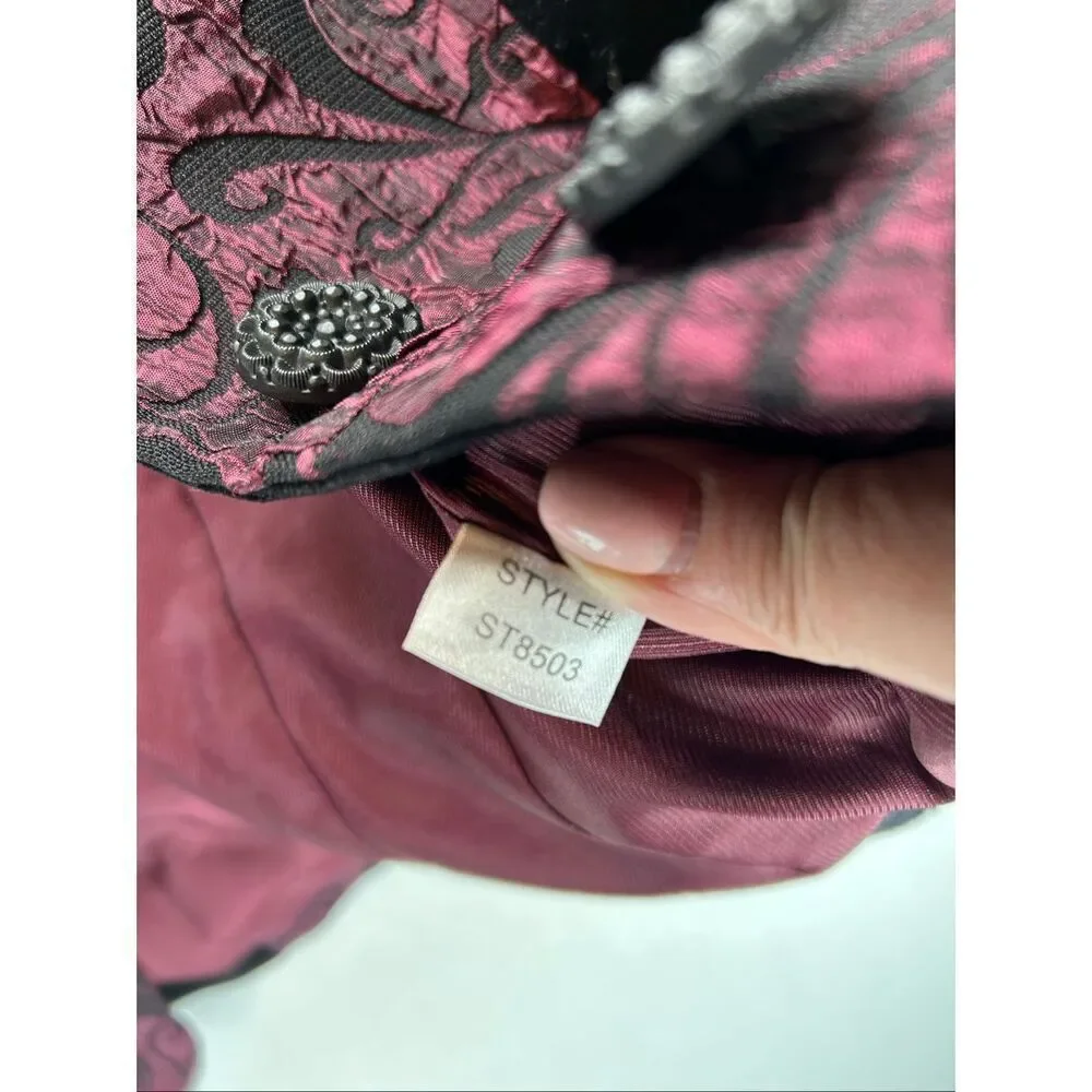 D studio Gothic Velvet Blazer Size 8 Black & Burgundy Y2K Victorian Jacket - Picture 5 of 15